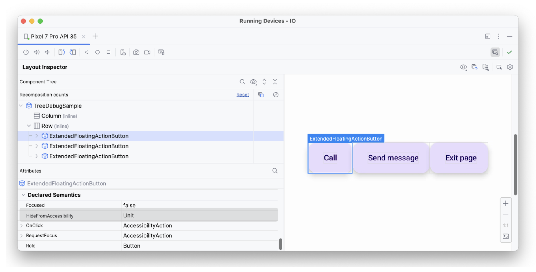 Layout Inspector: first element with hideFromAccessibility