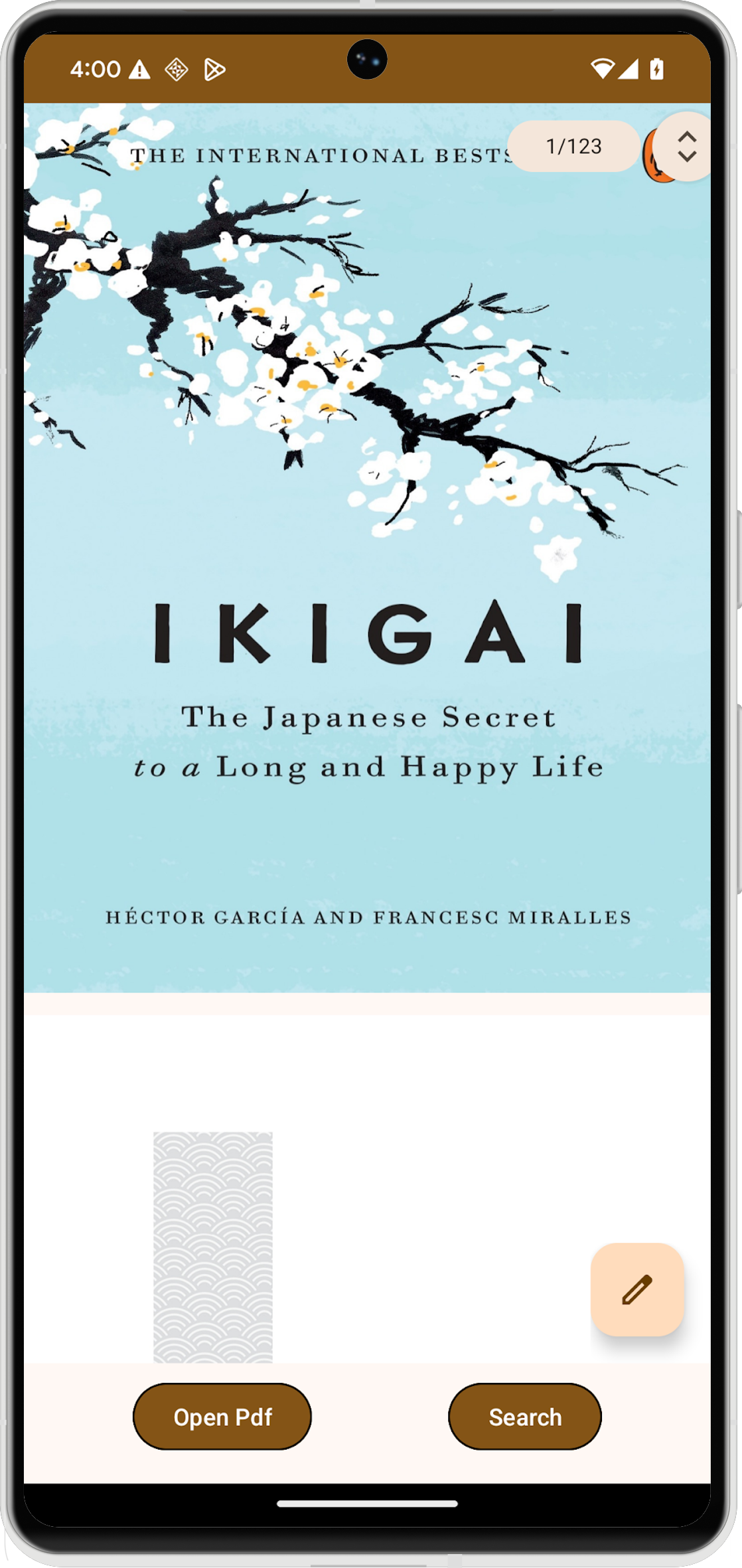 A PDF document rendered within an Android application using PdfViewerFragment.