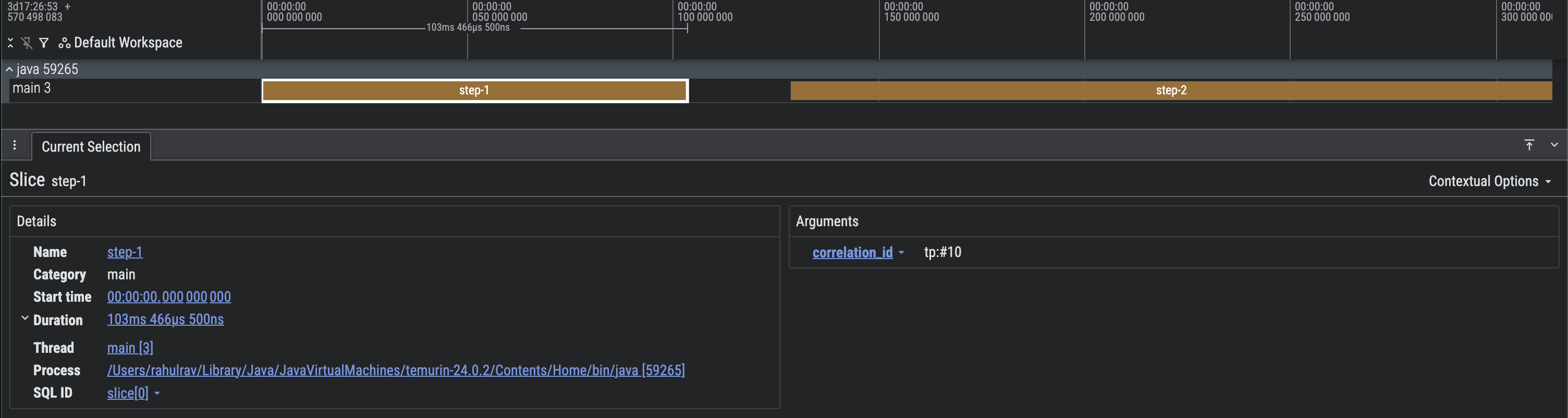 Screen capture of a Perfetto trace with correlated slices